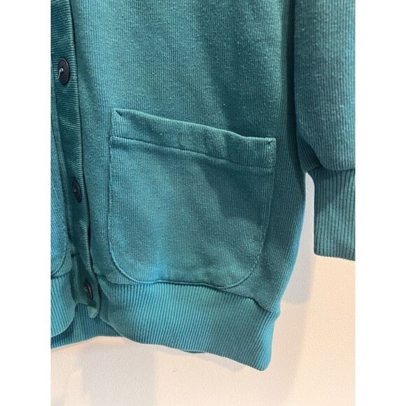 Vintage 80s/90s Boyfriend Cardigan Teal Womens Large Longline Retro Colorful - Picture 9 of 11